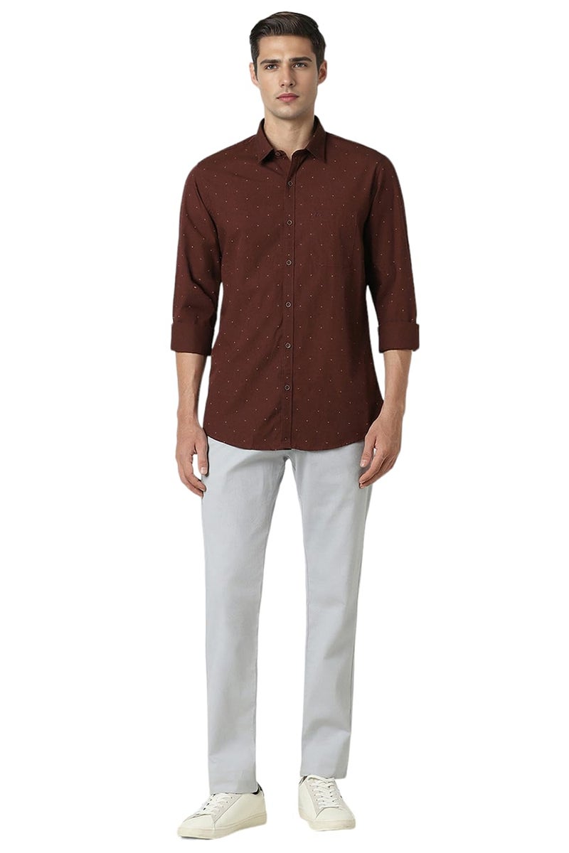 Peter England Men Cotton Printed Slim Fit Casual Shirt Maroon, 38 - Image 5