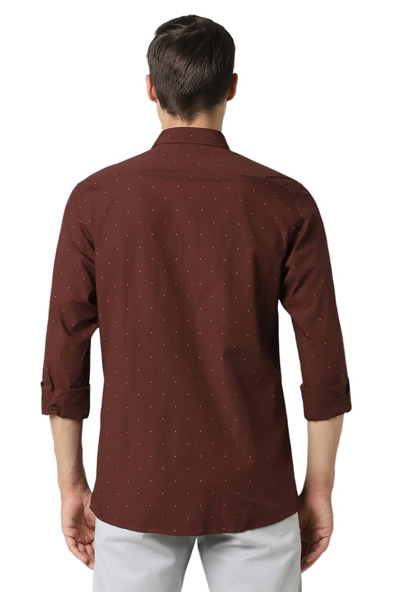 Peter England Men Cotton Printed Slim Fit Casual Shirt Maroon, 38 - Image 3