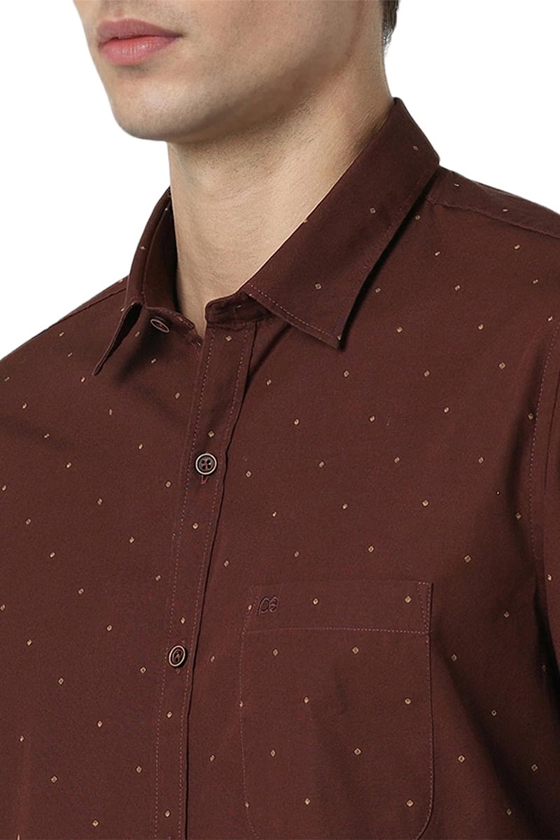 Peter England Men Cotton Printed Slim Fit Casual Shirt Maroon, 38 - Image 4