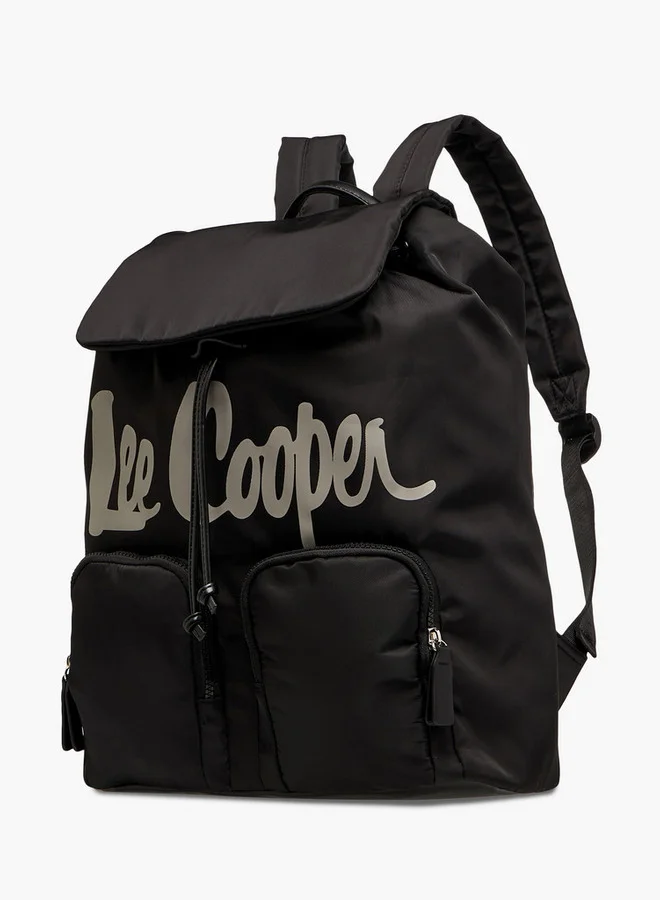لي كوبر Logo Print Backpack with Adjustable Straps and Drawstring Closure - 15x30x43 cm