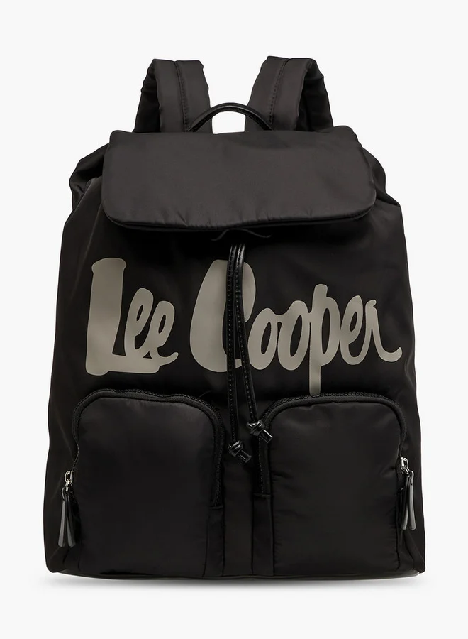 لي كوبر Logo Print Backpack with Adjustable Straps and Drawstring Closure - 15x30x43 cm