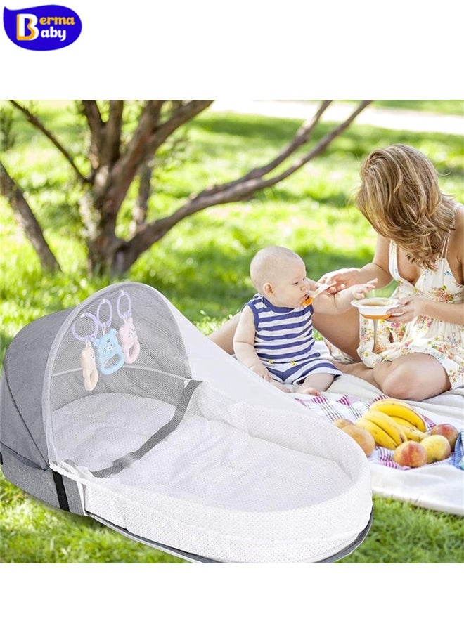 Berma Baby Portable crib, baby travel cot with mosquito net and sun canopy, foldable baby tent, washable crib bionic travel cot breathable cradle bed, foldable crib with mosquito net  multifunctional travel cot  - Image 5
