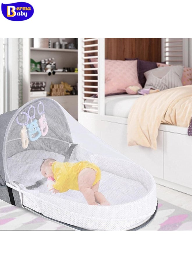 Berma Baby Portable crib, baby travel cot with mosquito net and sun canopy, foldable baby tent, washable crib bionic travel cot breathable cradle bed, foldable crib with mosquito net  multifunctional travel cot  - Image 4