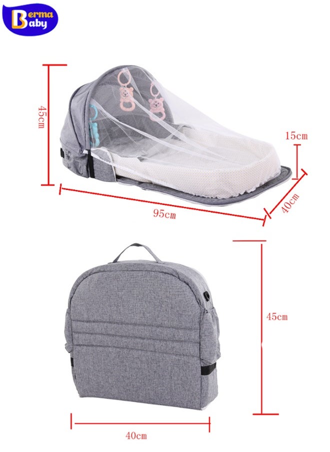 Berma Baby Portable crib, baby travel cot with mosquito net and sun canopy, foldable baby tent, washable crib bionic travel cot breathable cradle bed, foldable crib with mosquito net  multifunctional travel cot  - Image 2