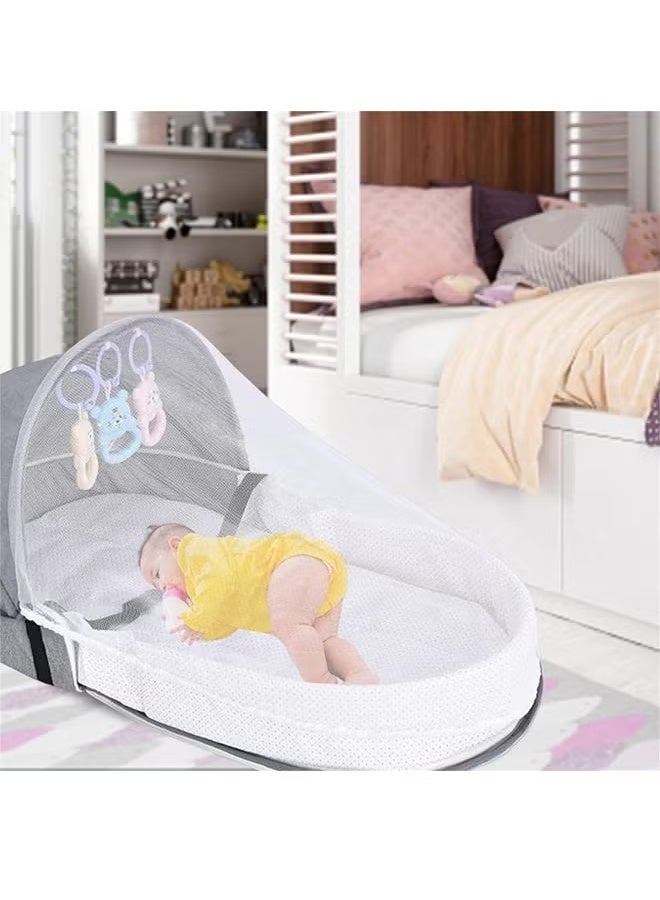 Berma Baby سرير محمول، سرير سفر للأطفال مع ناموسية ومظلة شمسية، خيمة أطفال قابلة للطي، سرير قابل للغسل، سرير سفر بيونيك، سرير قابل للتنفس، سرير قابل للطي مع ناموسية، سرير سفر متعدد الوظائف - Image 3