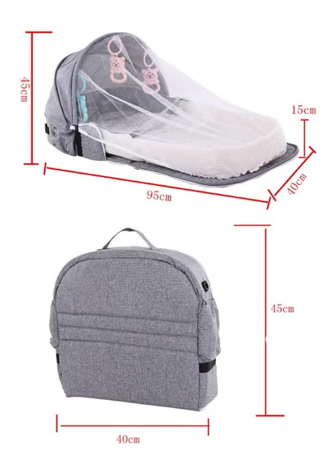 Berma Baby سرير محمول، سرير سفر للأطفال مع ناموسية ومظلة شمسية، خيمة أطفال قابلة للطي، سرير قابل للغسل، سرير سفر بيونيك، سرير قابل للتنفس، سرير قابل للطي مع ناموسية، سرير سفر متعدد الوظائف - Image 2