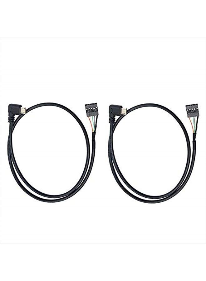 Duttek USB Header to Micro USB Dupont Cable, 90 Degree Right Angle Micro USB Male to 5 Pin Motherboard Female Adapter Dupont Extended Cable 50CM/1.64FT (2-Pack) - Image 1