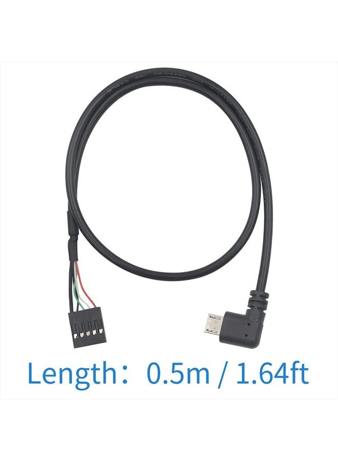 Duttek USB Header to Micro USB Dupont Cable, 90 Degree Right Angle Micro USB Male to 5 Pin Motherboard Female Adapter Dupont Extended Cable 50CM/1.64FT (2-Pack) - Image 4