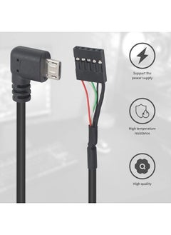 Duttek USB Header to Micro USB Dupont Cable, 90 Degree Right Angle Micro USB Male to 5 Pin Motherboard Female Adapter Dupont Extended Cable 50CM/1.64FT (2-Pack)  - Image 3