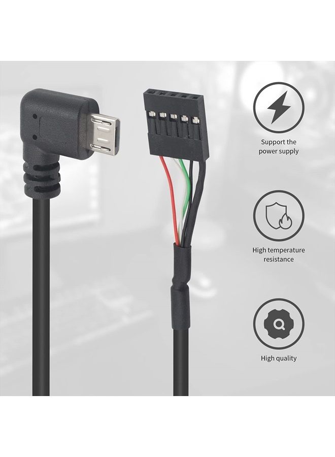 Duttek USB Header to Micro USB Dupont Cable, 90 Degree Right Angle Micro USB Male to 5 Pin Motherboard Female Adapter Dupont Extended Cable 50CM/1.64FT (2-Pack) - Image 3
