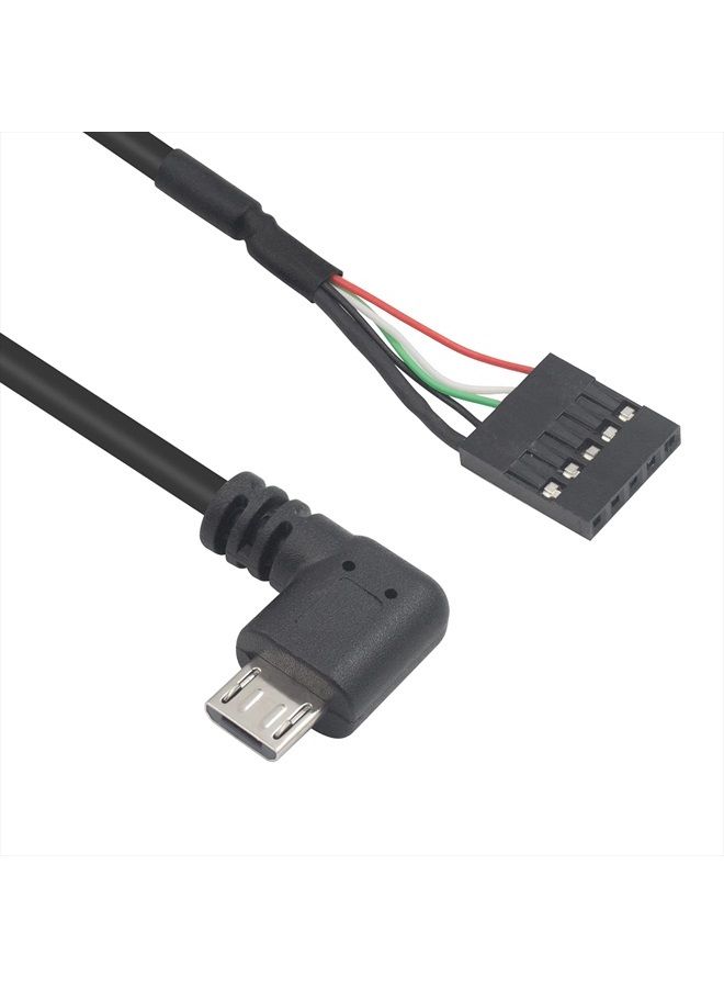 Duttek USB Header to Micro USB Dupont Cable, 90 Degree Right Angle Micro USB Male to 5 Pin Motherboard Female Adapter Dupont Extended Cable 50CM/1.64FT (2-Pack) - Image 2
