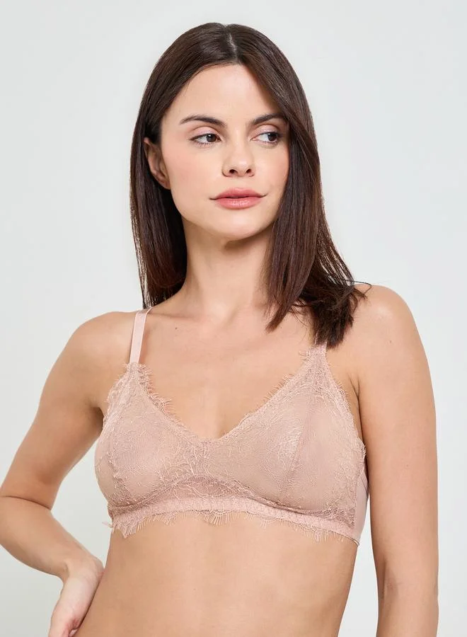 تايك تو Brown Lace Wireless Bra and Brief Set