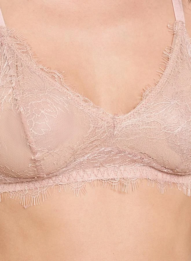 Take Two  Brown Lace Wireless Bra and Brief Set for Women | Best Price UAE