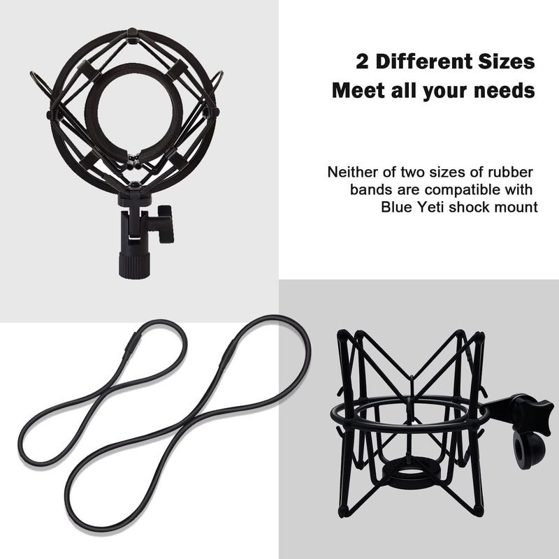 boseen Universal Elastic Bands Replacement, Anti-aging Rubber Ring for Microphone Shock Mount Holder Clamp Clip, Set of 4 (Black) - Image 2