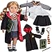 Dress Along Dolly Deluxe 11pc Hermione Granger Inspired 18 Doll OutfitCompatible w American Girl Outfit  Accessories Set w Robe Wand Book Sweater Shirt Skirt Socks Shoes  Tie Perfect Easter Basket Stuffer - Image 4