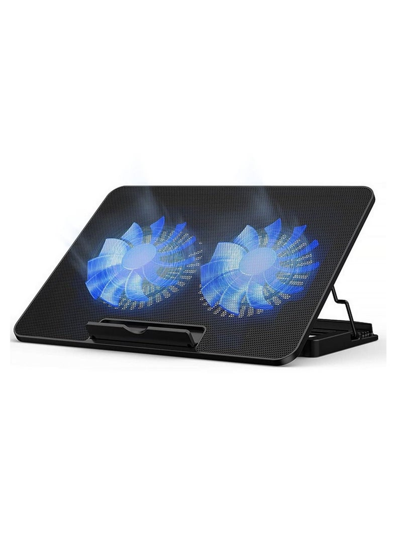 Generic Laptop Cooling Pad,7-16 Inch Ultra Notebook Slim Portable USB Powered (2 Quiet Big Fans), Gaming Laptop Cooler 1200RPM, 6 Heights Adjustment, 2 USB Port  - Image 1