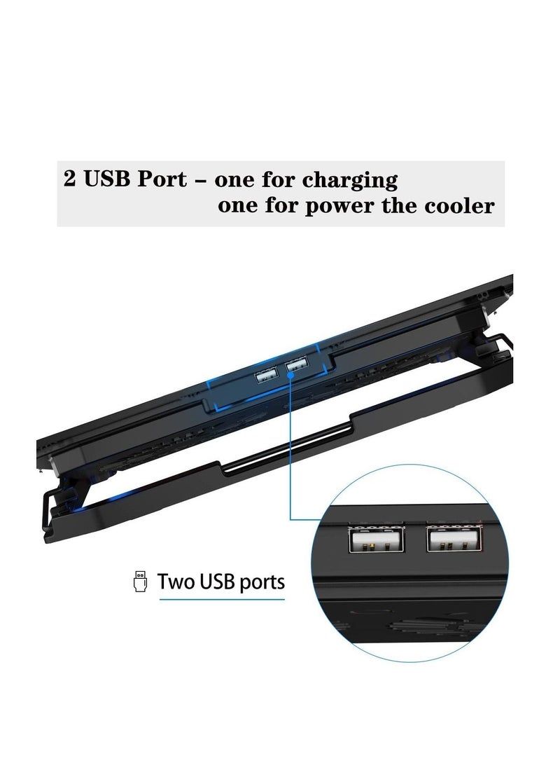 Generic Laptop Cooling Pad,7-16 Inch Ultra Notebook Slim Portable USB Powered (2 Quiet Big Fans), Gaming Laptop Cooler 1200RPM, 6 Heights Adjustment, 2 USB Port  - Image 2
