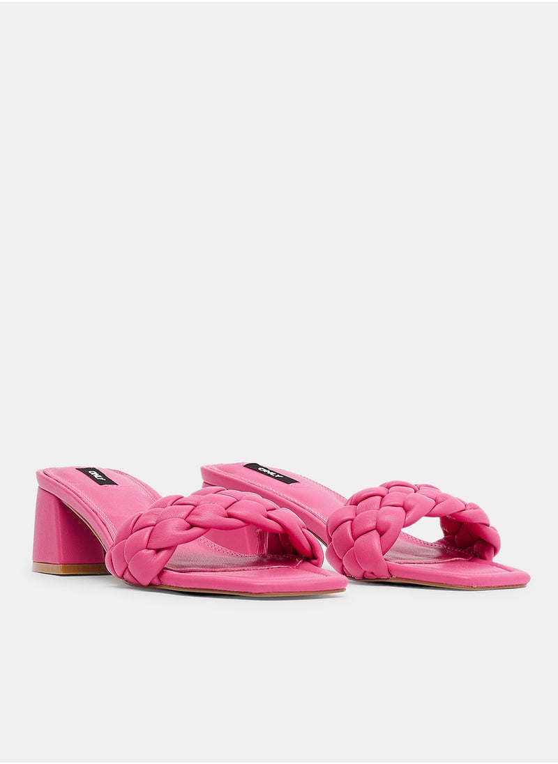 ONLY - Weave Detail Block Heel Sandals - Image 1