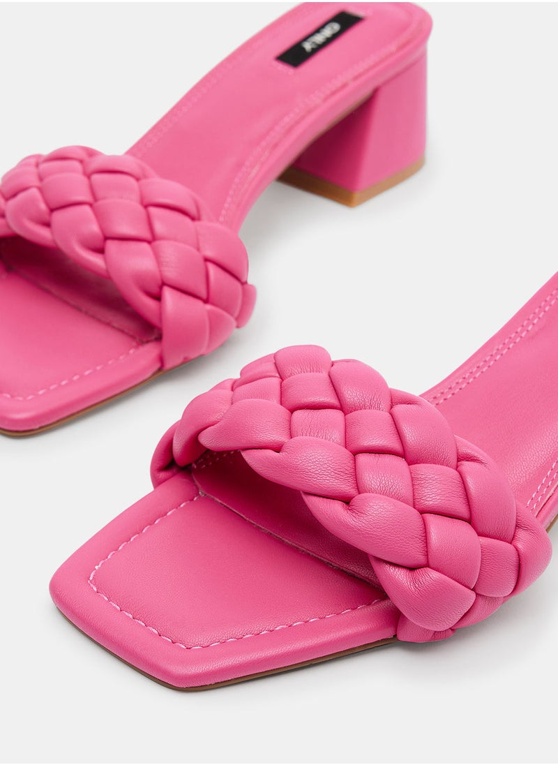 ONLY - Weave Detail Block Heel Sandals - Image 1