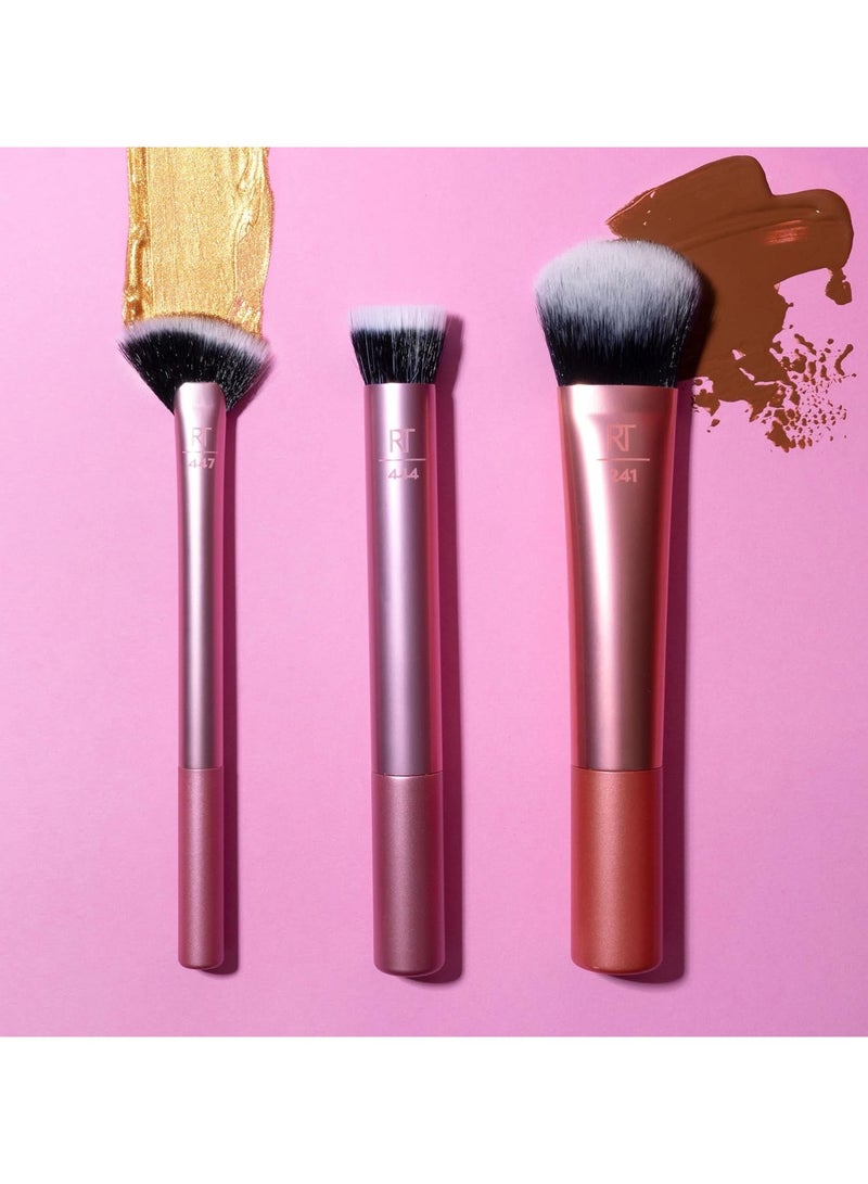 REAL TECHNIQUES Seamless Complexion For Foundation, Primer + Moisturizer, Multipurpose Makeup And Skincare Face Brush, Streak-Free, Buildable Coverage Also Natural Finish Orange - Image 3