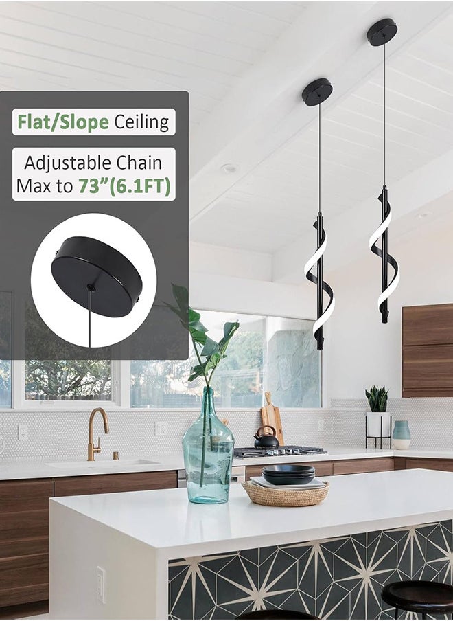 RATSAW 13W Modern Spiral Led Pendant Light Fixture Warm White LED Hanging Lamp for Bedroom Living room Kitchen  - Image 4