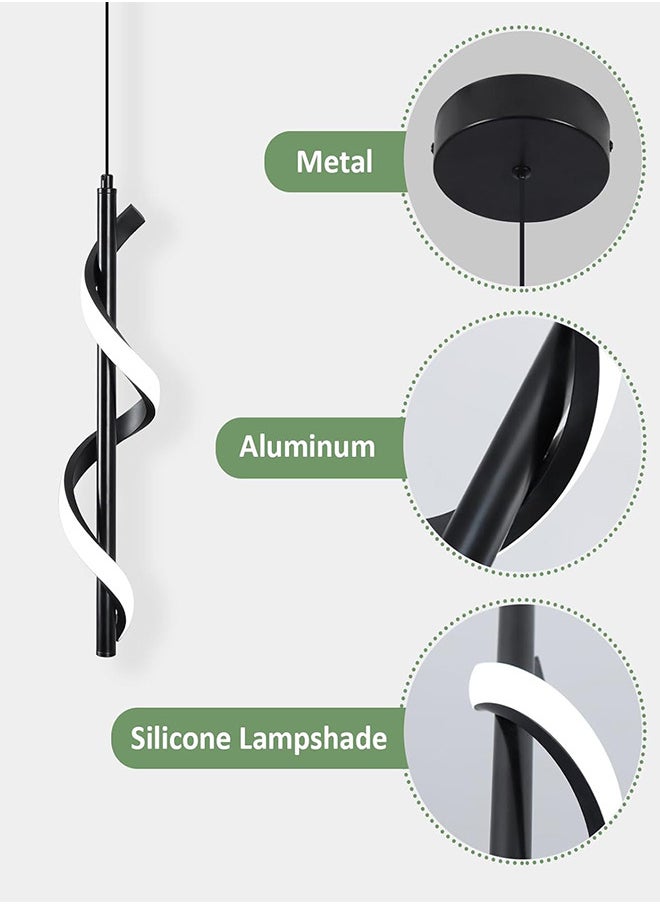 RATSAW - 13W Modern Spiral Led Pendant Light Fixture Warm White LED Hanging Lamp for Bedroom Living room Kitchen - Image 1