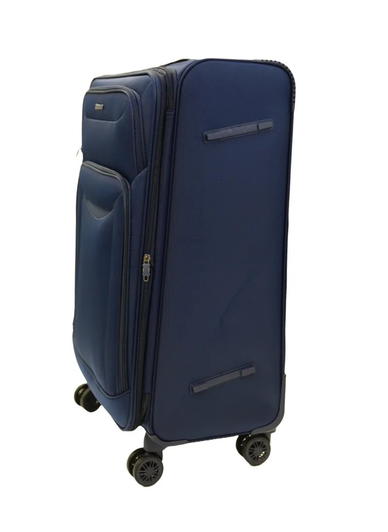 جيوردانو GIORDANO Casablanca Series Check-In Large Suitcase Navy Blue, Soft Nylon Lightweight Durable Expandable 4 Wheels Luggage Trolley Bag 28" With Secure 3 Digit Number Lock.