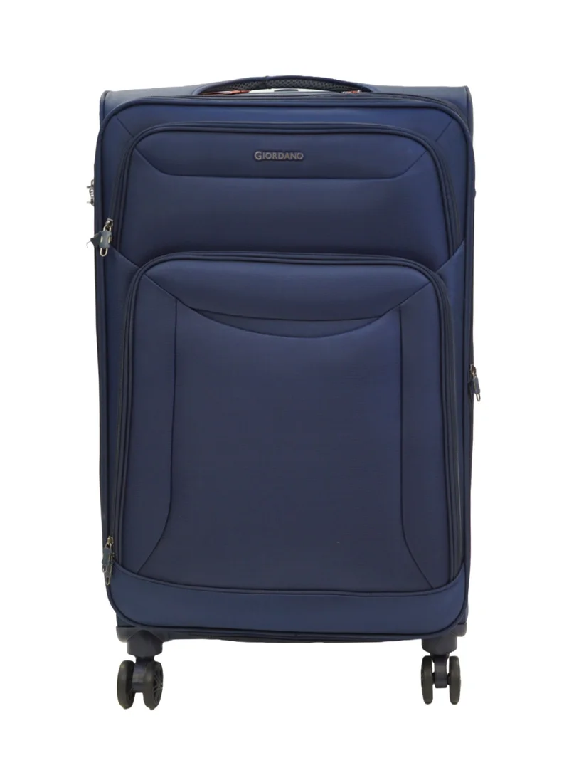 جيوردانو GIORDANO Casablanca Series Check-In Large Suitcase Navy Blue, Soft Nylon Lightweight Durable Expandable 4 Wheels Luggage Trolley Bag 28" With Secure 3 Digit Number Lock.