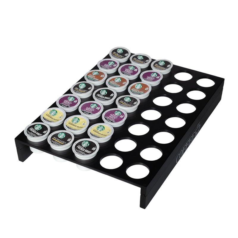 MinBoo BamBoo k cup holder Drawer or Countertop k cup Organizer Coffee Pod Holder Hold 35 Coffee Pod Storage Kcup coffee pods holder for coffee station Office and Kitchen k cup storage,Black - Image 1