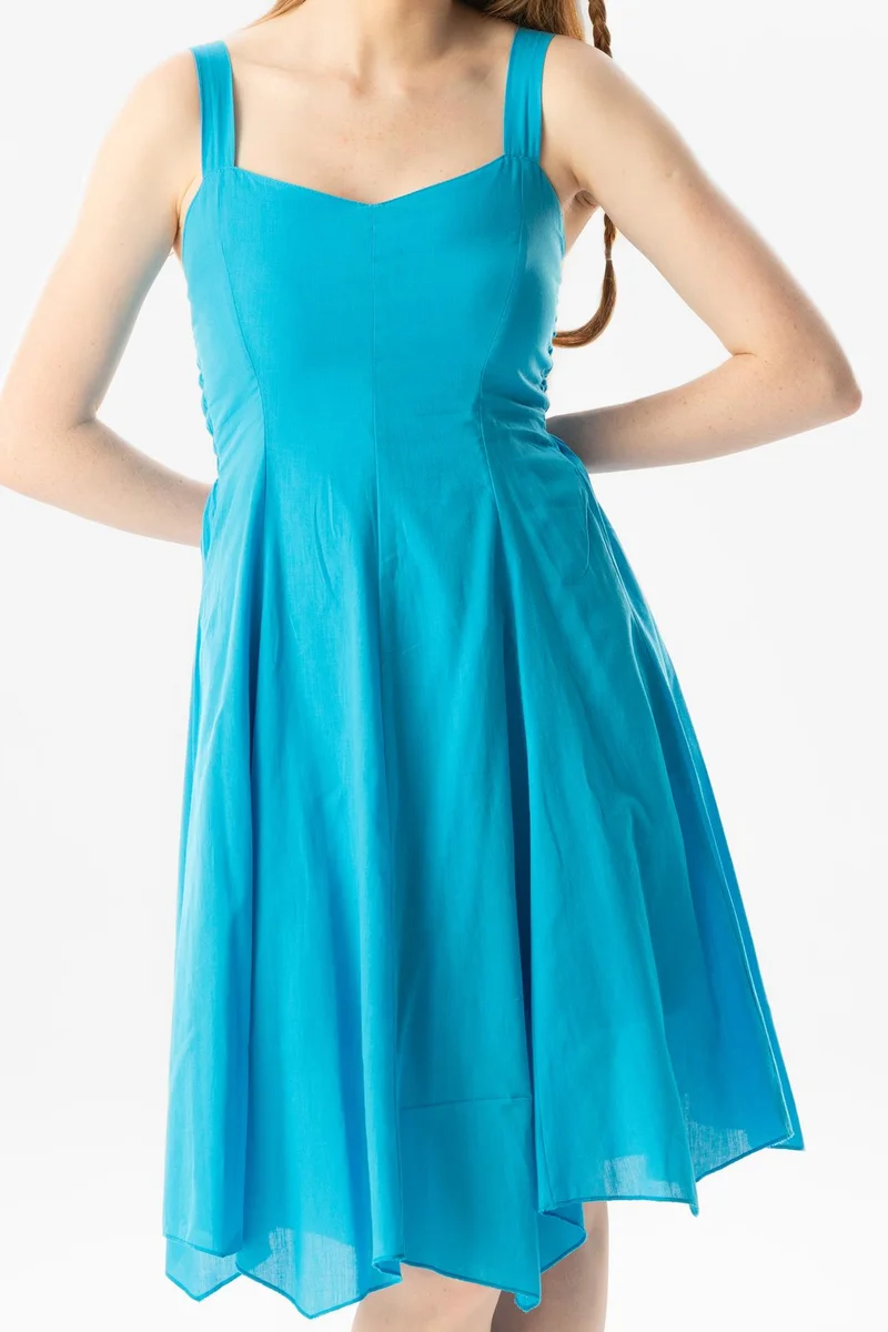 Eliş Şile Bezi Aqua Flared Dress
