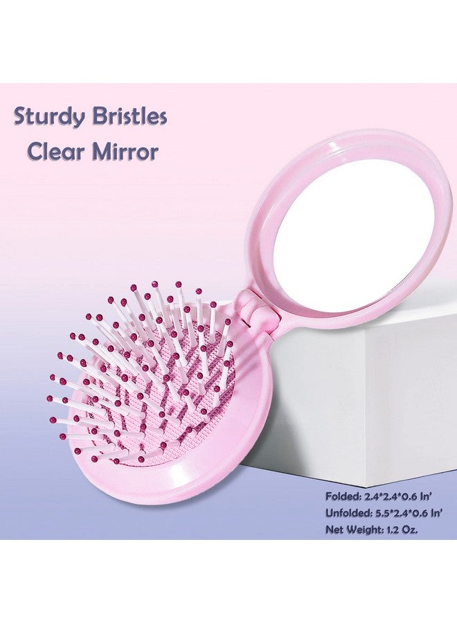 Trikeel Mini Hair Brush for Purse, Small Portable Pocket Hair Brush with Mirror for Girls, Travel Size, Pink - Image 2