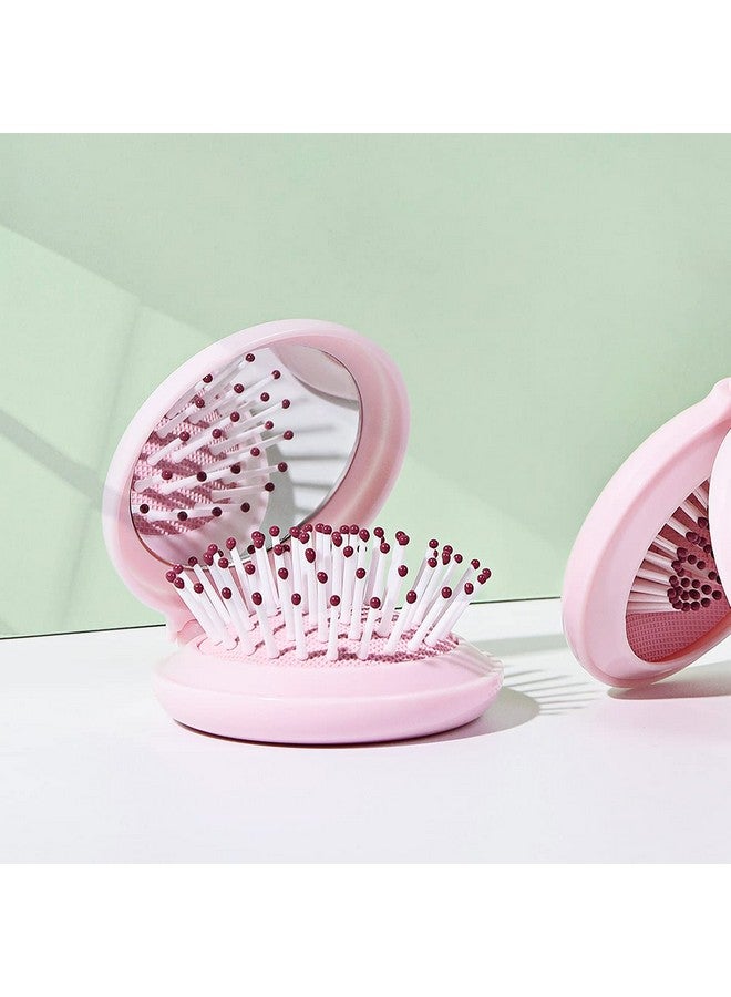Trikeel Mini Hair Brush for Purse, Small Portable Pocket Hair Brush with Mirror for Girls, Travel Size, Pink - Image 5