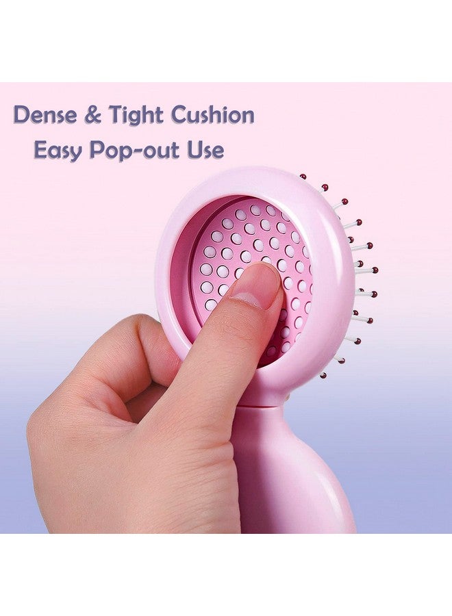 Trikeel Mini Hair Brush for Purse, Small Portable Pocket Hair Brush with Mirror for Girls, Travel Size, Pink - Image 3