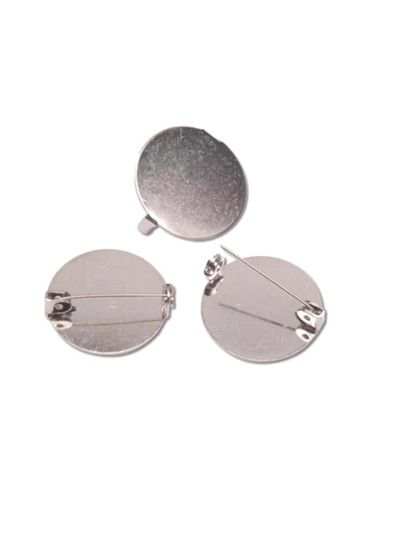 Round Pin Backs Nickel 26mm - Image 1