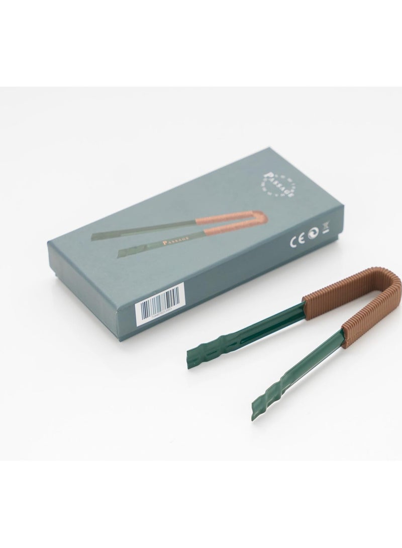 باسيدج ملقط مرور للبخور وقوالب الفحم - مقاوم للحرارة، قبضة دقيقة - مثالي للتعامل مع الفحم الساخن (GREEN) - Image 3