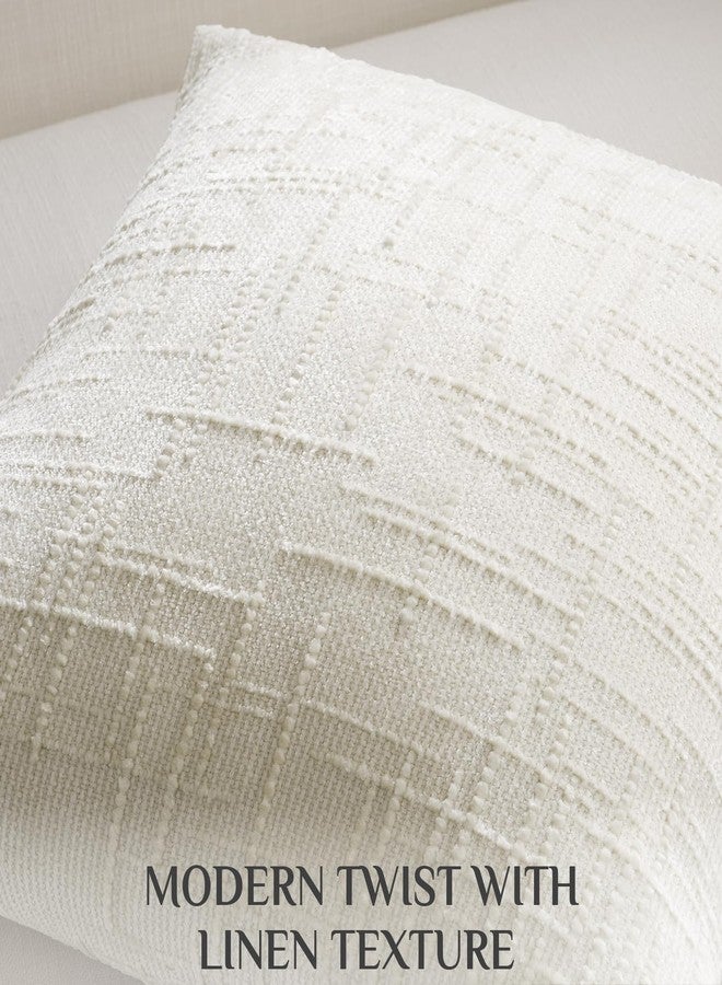 Softalker 18x18 Inch Chenille Throw Pillow Covers - Cream White Set of 2, Soft Decorative Textured Neutral Cushion Covers for Couch Sofa Bed Living Room, Modern Accent Home Decor and Christmas Holiday - Image 2