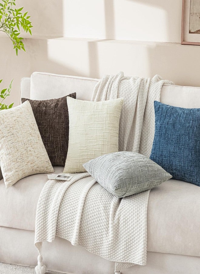 Softalker 18x18 Inch Chenille Throw Pillow Covers - Cream White Set of 2, Soft Decorative Textured Neutral Cushion Covers for Couch Sofa Bed Living Room, Modern Accent Home Decor and Christmas Holiday - Image 4