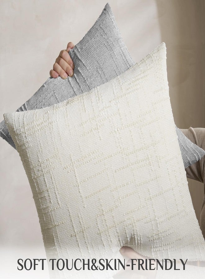 Softalker 18x18 Inch Chenille Throw Pillow Covers - Cream White Set of 2, Soft Decorative Textured Neutral Cushion Covers for Couch Sofa Bed Living Room, Modern Accent Home Decor and Christmas Holiday - Image 5