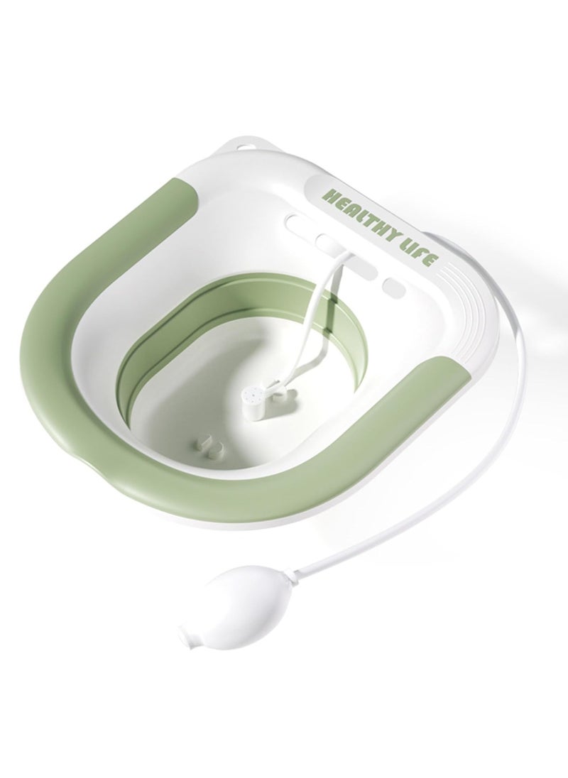MileMelo Sitz Bath - Steam Chair Above The Toilet Folding Sitz Bath for Soaking By Chair in Front of The Toilet - Perineal Bath for Hemorrhoidal Relief, Pregnant women, Elderly (Green)  - Image 1
