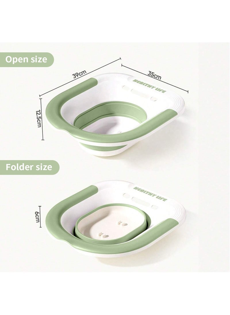 MileMelo Sitz Bath - Steam Chair Above The Toilet Folding Sitz Bath for Soaking By Chair in Front of The Toilet - Perineal Bath for Hemorrhoidal Relief, Pregnant women, Elderly (Green)  - Image 2