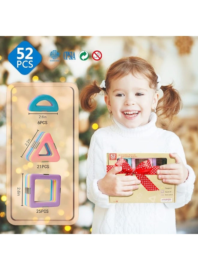 MAGBLOCK Magnetic Tiles Toys for 3 Year Old Girls, Magnetic Blocks for Toddler Girl Toys, Magnetic Building Blocks for Kids Birthday Gift Present Set 52 Pieces - Image 4