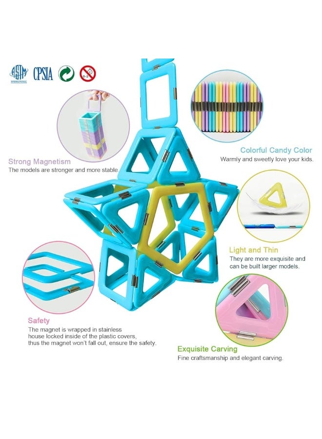 MAGBLOCK Magnetic Tiles Toys for 3 Year Old Girls, Magnetic Blocks for Toddler Girl Toys, Magnetic Building Blocks for Kids Birthday Gift Present Set 52 Pieces - Image 5