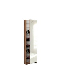 AtoZ Furniture 5 Shelves Shoe Storage Cabinet with Full Mirror in Brown Color 