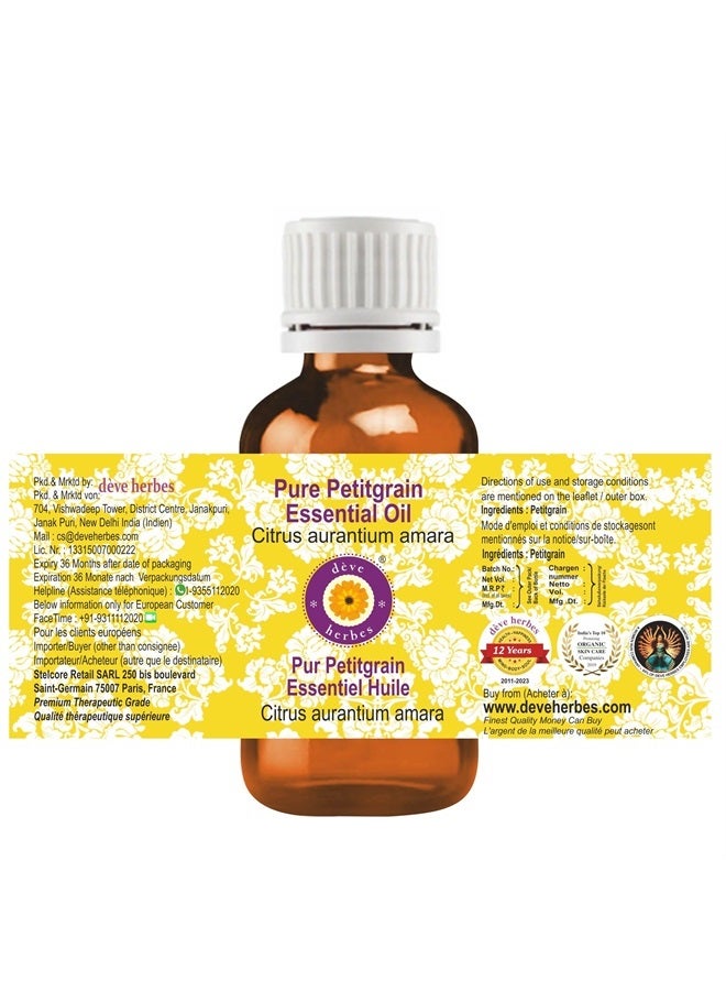 Deve Herbes Pure Petitgrain Essential Oil (Citrus aurantium Amara) Steam Distilled 10ml (0.33 oz) - Image 2
