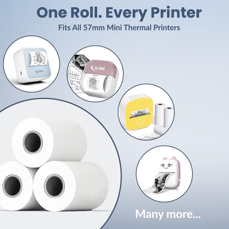 Thermal Paper Roll, 57mmx25mm Thermal Paper, 2 inch Thermal Paper for Mini Thermal Printer & POS Machine (Pack of 5 Rolls) - Image 5