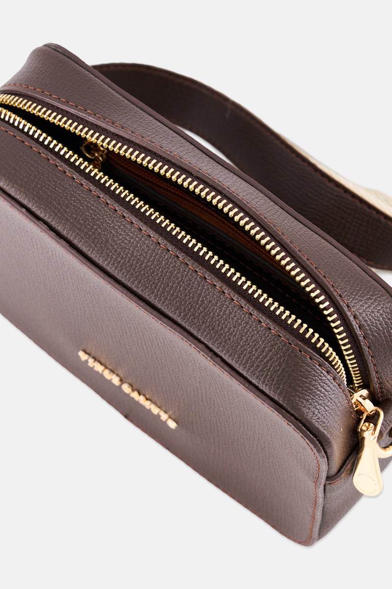 VINCE CAMUTO Women Brand Logo Cross Body Bag, Dark Brown  - Image 3