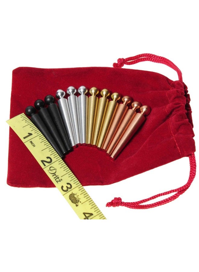 Deluxe Games and Puzzles Deluxe Games and Puzzles Metal Cribbage Pegs Extra Large Ball Top, Set of 12 pegs in 4 Colors, for Specialized Cribbage Boards, Soft Red Velveteen Storage Pouch - Image 2