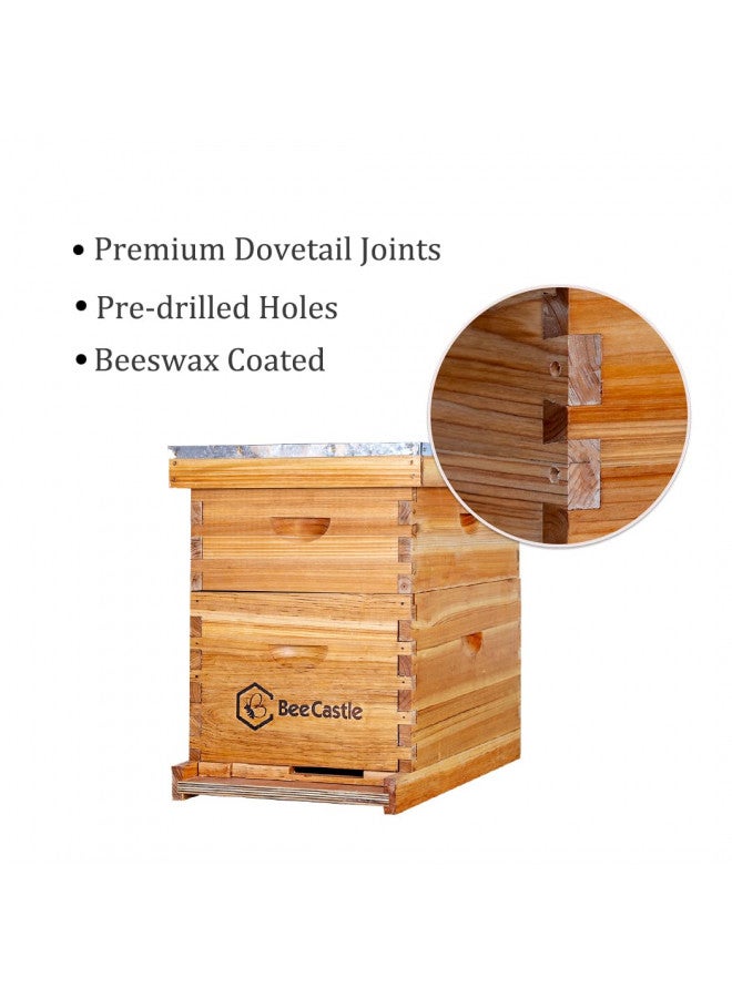 BeeCastle 8 Frame Langstroth Bee Hive Coated with 100% Beeswax Includes Beehive Frames and Waxed Foundations (1 Deep Box & 1 Medium Box) - Image 2