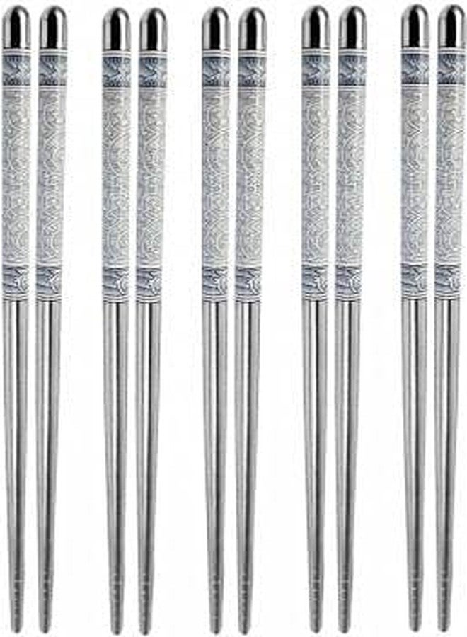 MYPS Designer Printed Round Stainless Steel Reusable Chopsticks for Chinies Food - Image 1
