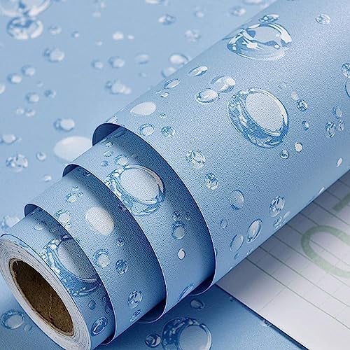 ROSASTELLA Self Adhesive Decorative Peel Stick Waterproof Floral Wallpaper Wall Decor Removable Wall Paper for Living Room Hall Decoration PVC Vinyl DIY Contact Paper45x304cm (Water Drop) - Image 1